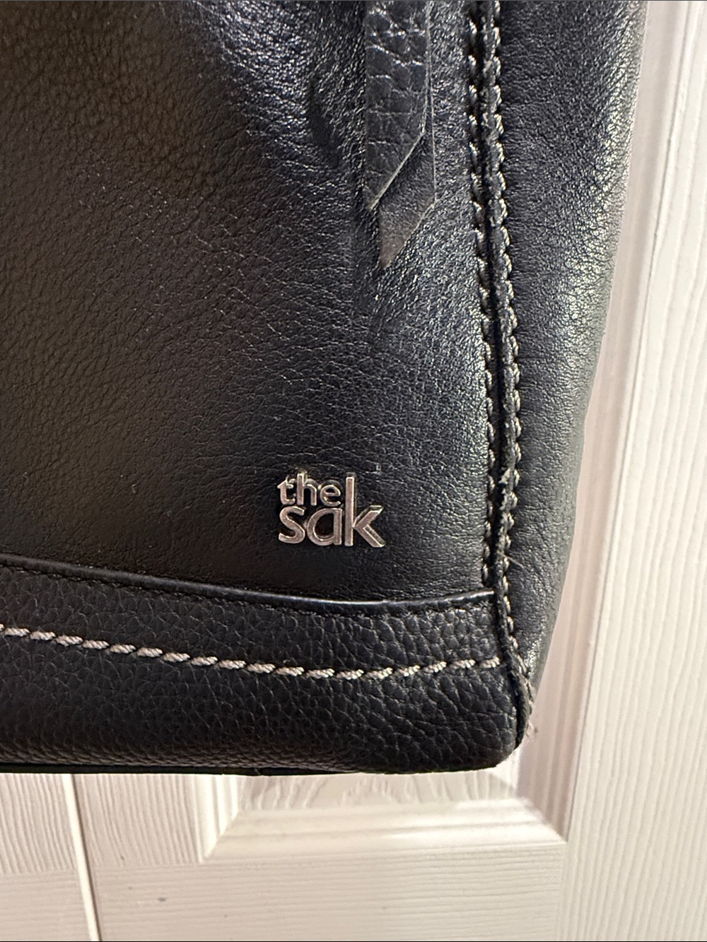 The Sak Black Leather Crossbody with Patterned Adjustable Strap - Picture 2 of 5